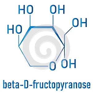 Fructose or D-fructose fruit sugar molecule. Component of high-fructose corn syrup - HFCS. Skeletal formula. photo