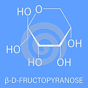 Fructose or D-fructose fruit sugar molecule. Component of high-fructose corn syrup - HFCS. Skeletal formula. photo