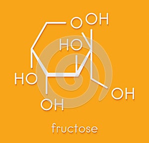 Fructose D-fructose fruit sugar molecule. Component of high-fructose corn syrup HFCS. Skeletal formula.