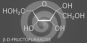 Fructose or D-fructose fruit sugar molecule. Component of high-fructose corn syrup - HFCS. Skeletal formula. photo