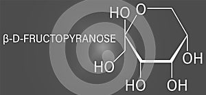Fructose or D-fructose fruit sugar molecule. Component of high-fructose corn syrup - HFCS. Skeletal formula. photo