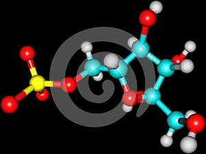 Fructose molecular structure on black background