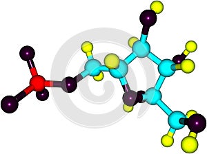 Fructose molecular structure on white background