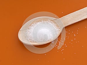 Fructose on spoon, sugar substitute, replacement.