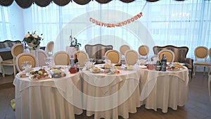 Frugal wedding table during wedding celebrations