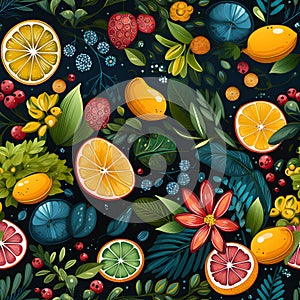 Frui fiesta watercolor Seamless Patterns, Generative AI