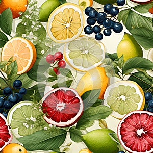 Frui fiesta watercolor Seamless Patterns, Generative AI