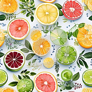 Frui fiesta watercolor Seamless Patterns, Generative AI