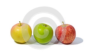 Fruit apples fruit three white background.