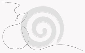 Fruit background with aplle line draw, vector