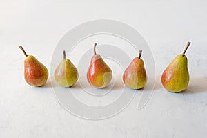 Fruit background. Fresh organic pears on old wood.