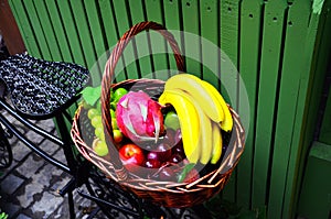 Fruit basket on a bicycle photo
