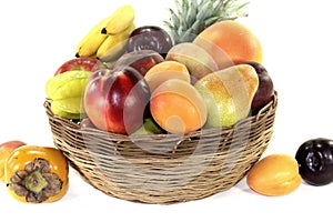 Fruit basket with various colorful fruits