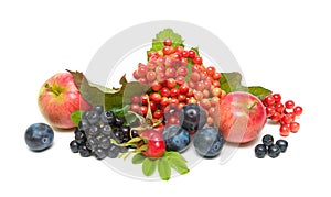 Fruit and berries close-up isolated on white background