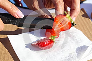 Fruit and berries on a cutting board proper food preparation home cooking foodphoto