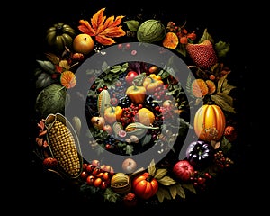 Fruit and berry autumn banner