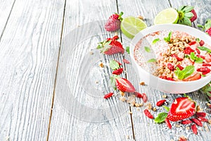 Fruit and berry breakfast smoothie bowl