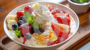 Fruit bingsu icream clean light bright lighting by Generative AI