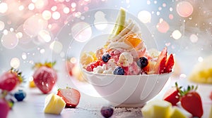 Fruit bingsu icream clean light bright lighting by Generative AI