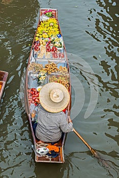 Fruit boat Amphawa bangkok floating market thailand