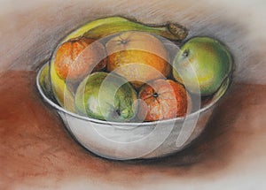 Fruit Bowl Still Life Pastel