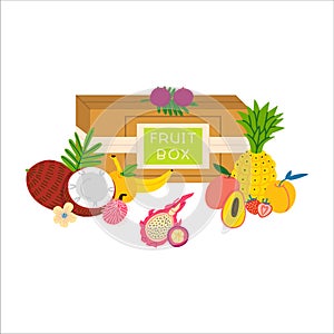 Fruit box flat vector illustration