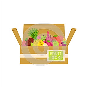 Fruit box flat vector illustration