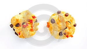 Fruit bread on a white background