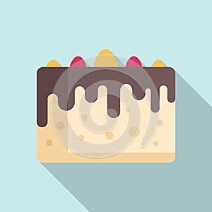 Fruit cake icon flat vector. Sweet cream