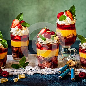 Fruit Cake, Jelly and Berry Individual Trifles