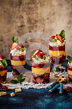 Fruit Cake, Jelly and Berry Individual Trifles