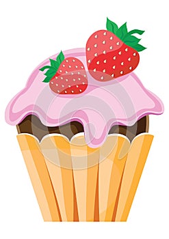 Fruit cake with strawberry