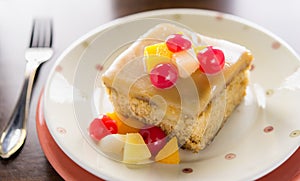 Fruit cake on table