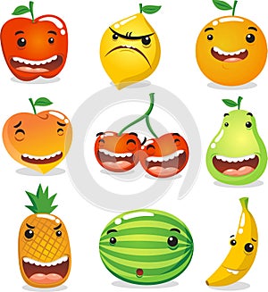 Fruit cartoon character set