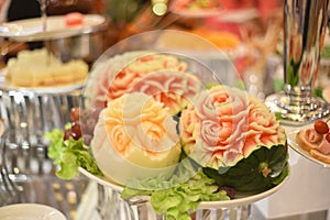 Fruit carved shape beautiful flowers