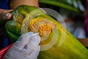Fruit carving art of Thailand for punctilious food