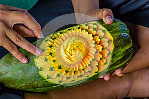 Fruit carving art of Thailand for punctilious food