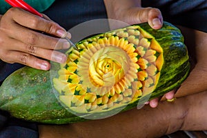 Fruit carving art of Thailand for punctilious food