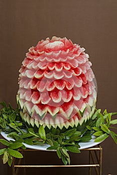 Fruit carvings on the buffet table