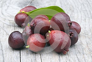 Fruit of Cattley guava or Peruvian guava (Psidium littorale susp. longipes). photo