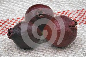 Fruit of Cattley guava or Peruvian guava (Psidium littorale susp. longipes). photo