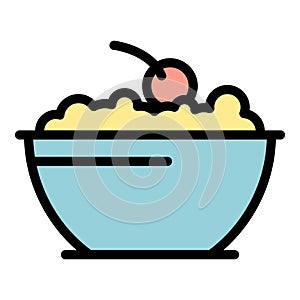 Fruit cereal bowl icon vector flat