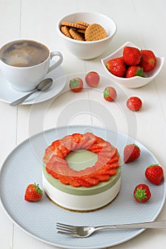 Fruit Cheesecake. Strawberry matcha. Cooking demo.