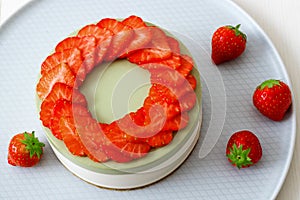 Fruit Cheesecake. Strawberry matcha. Cooking demo.