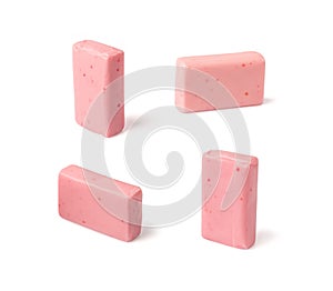 Fruit Chews Isolated, Pink Chewable Candies, Fruit Chew Candy Pile, Square Taffy, Colorful Gummy Candies