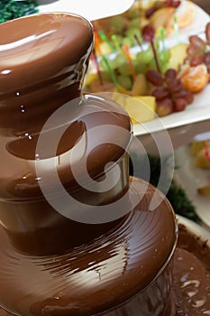 Fruit, chocolate fountain