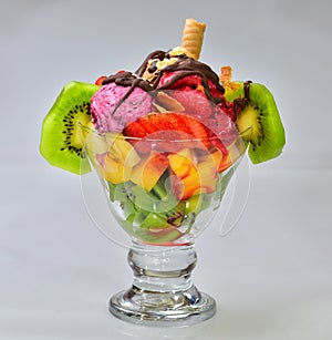 Fruit,chocolate and ice cream