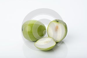 Fruit : Close up of Indian Jujube Apple Isolated on White Background Shot in Studio