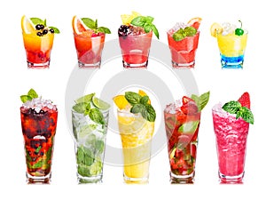 Fruit cocktails isolated set