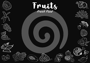 Fruit collection in flat hand drawn style, illustrations set